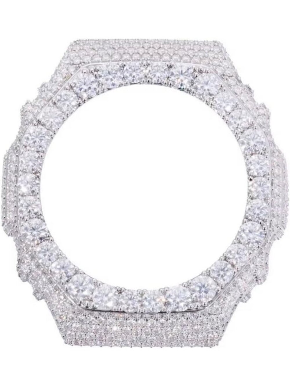 Iced Out Bezel for G-Shock GA2100 - Silver Moissanite Diamond Watch Accessory